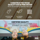 Kingston Slumber Bunk Bed Triple Wooden Single Over Double Beds for Kids, Solid Pine Wood, Convertible Design, Grey - Top-Down View