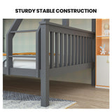 Kingston Slumber Bunk Bed Triple Wooden Single Over Double Beds for Kids, Solid Pine Wood, Convertible Design, Grey - 45-Degree Angle