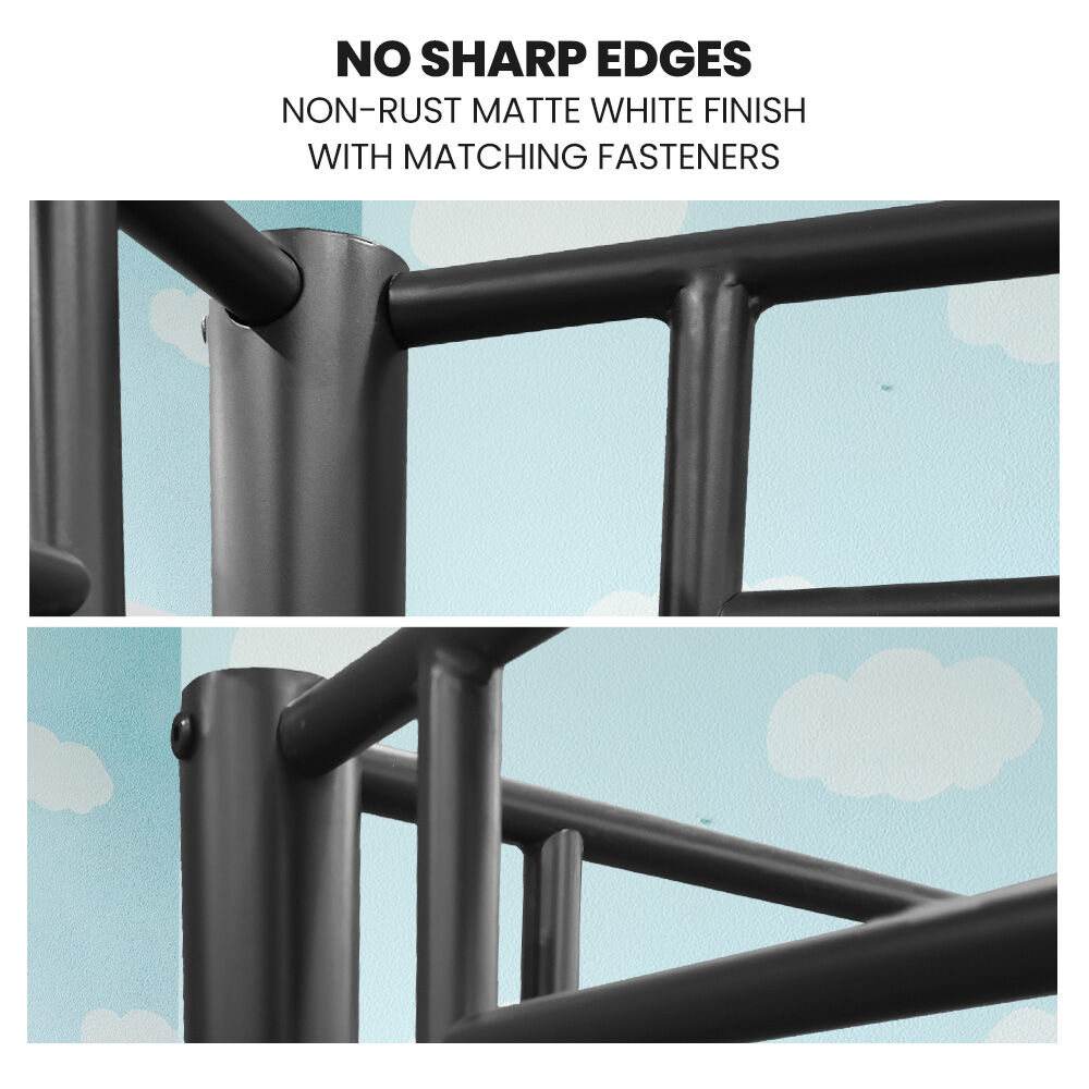 KINGSTON SLUMBER Metal Single over Double Bunk Bed Frame, Dark Matte Grey