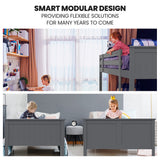 KINGSTON SLUMBER Triple Wooden Single Over Double Bunk Bed Frame for Kids, Convertible Design, Grey - Extra Image