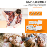 KINGSTON SLUMBER Triple Wooden Single Over Double Bunk Bed Frame for Kids, Convertible Design, White