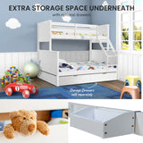 KINGSTON SLUMBER Triple Wooden Single Over Double Bunk Bed Frame for Kids, Convertible Design, White - Top-Down View