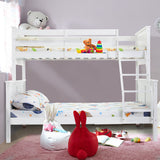 KINGSTON SLUMBER Triple Wooden Single Over Double Bunk Bed Frame for Kids, Convertible Design, White
