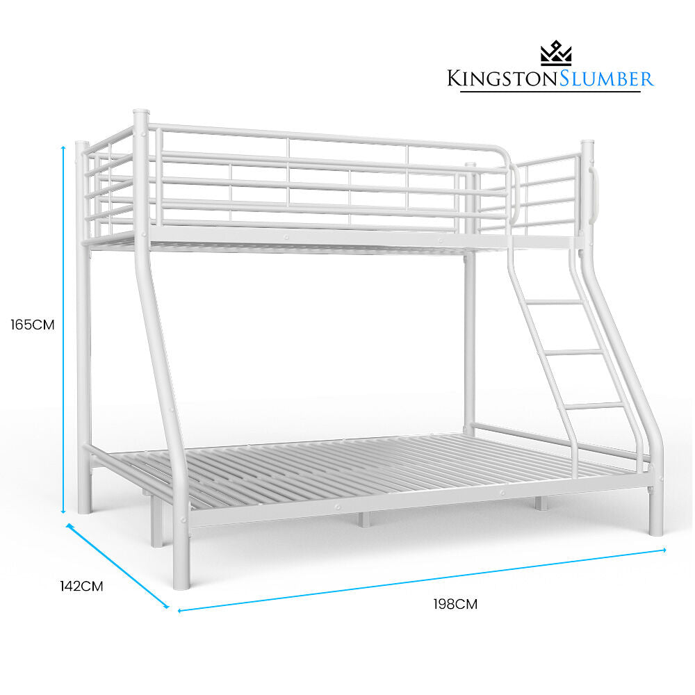 KINGSTON SLUMBER Single over Double Metal Bunk Bed Frame, Matte White