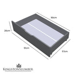 Kingston Slumber Trundle Storage Under Bunk Bed Drawers, 2 Pieces, Grey - Rear View