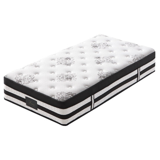 KINGSTON SLUMBER Luxury 34cm Single Mattress, Medium Firm, Euro Top, 5-Zone Pocket Spring Foam