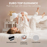 KINGSTON SLUMBER Luxury 34cm Double Mattress, Medium Firm, Euro Top, 5-Zone Pocket Spring Foam - Low Angle