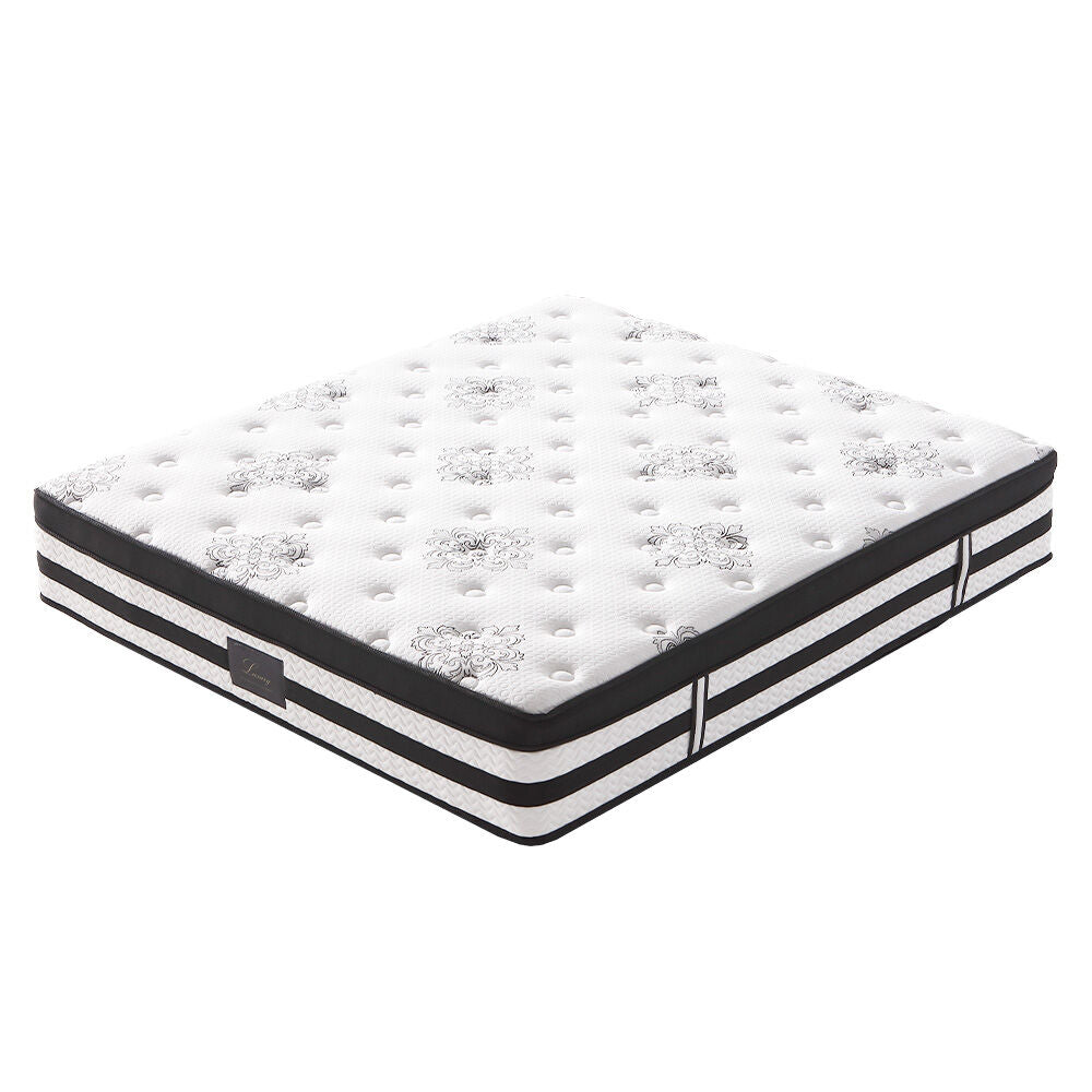 KINGSTON SLUMBER Luxury 34cm King Mattress, Medium Firm, Euro Top, 5-Zone Pocket Spring Foam