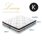 KINGSTON SLUMBER Luxury 34cm King Mattress, Medium Firm, Euro Top, 5-Zone Pocket Spring Foam - Rear View