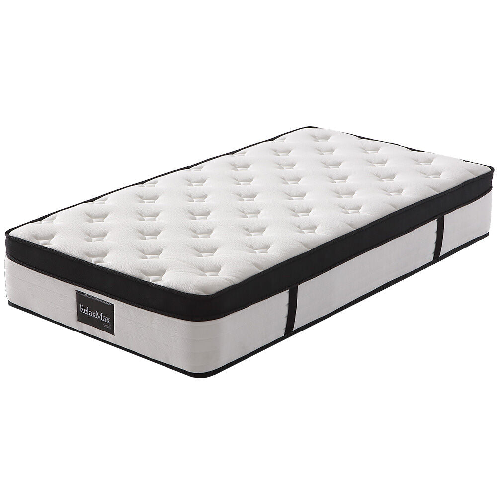 KINGSTON SLUMBER RelaxMax 31cm King Single Mattress, Medium, Euro Top, 5-Zone, Pocket Spring, Knitted Fabric