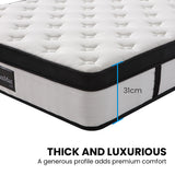 KINGSTON SLUMBER RelaxMax 31cm King Single Mattress, Medium, Euro Top, 5-Zone, Pocket Spring, Knitted Fabric