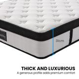 KINGSTON SLUMBER RelaxMax 31cm King Single Mattress, Medium, Euro Top, 5-Zone, Pocket Spring, Knitted Fabric - Close-Up Angle