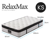 KINGSTON SLUMBER RelaxMax 31cm King Single Mattress, Medium, Euro Top, 5-Zone, Pocket Spring, Knitted Fabric - Rear View