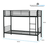 KINGSTON SLUMBER 2in1 Single Metal Bunk Bed Frame, with Modular Design, Dark Matte Grey - Rear View