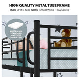 KINGSTON SLUMBER 2in1 Single Metal Bunk Bed Frame, with Modular Design, Dark Matte Grey - Side View