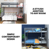 KINGSTON SLUMBER Single Bunk Bed Frame Solid Pine Wood Timber, Modular Design, Grey - Front View