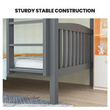 KINGSTON SLUMBER Single Bunk Bed Frame Solid Pine Wood Timber, Modular Design, Grey - 45-Degree Angle