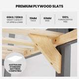 KINGSTON SLUMBER Single Bunk Bed Frame Solid Pine Wood Timber, Modular Design, Grey - Side View