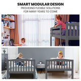 KINGSTON SLUMBER Single Bunk Bed Frame Solid Pine Wood Timber, Modular Design, Grey - Extra Image