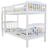 KINGSTON SLUMBER Wooden Kids Bunk Bed Frame, with Modular Design that can convert to 2 Single, White