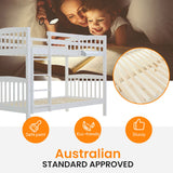 KINGSTON SLUMBER Wooden Kids Bunk Bed Frame, with Modular Design that can convert to 2 Single, White - Front View