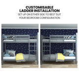 KINGSTON SLUMBER Single Bunk Bed Frame, Solid Pine 2-in-1 Modular Design Convert to 2 Single Beds, Grey - Low Angle