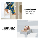 KINGSTON SLUMBER Single Bunk Bed Frame Solid Pine Wood Timber, Modular Design, White - Low Angle