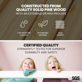 Kingston Slumber Wooden Kids Single Loft Bed Frame - Hiding Space Underneath with Interchangeable Pink and Blue Curtains