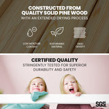 Kingston Slumber Wooden Kids Single Loft Bed Frame - Hiding Space Underneath with Interchangeable Pink and Blue Curtains - Top-Down View