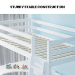 KINGSTON SLUMBER Wooden Kids Single Loft Bed Frame with Desk - White