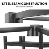 Gaming Loft Bed with Desk, Steel Metal Frame, Space Saving Design, for Single Mattress, Matte Dark Grey - Side View