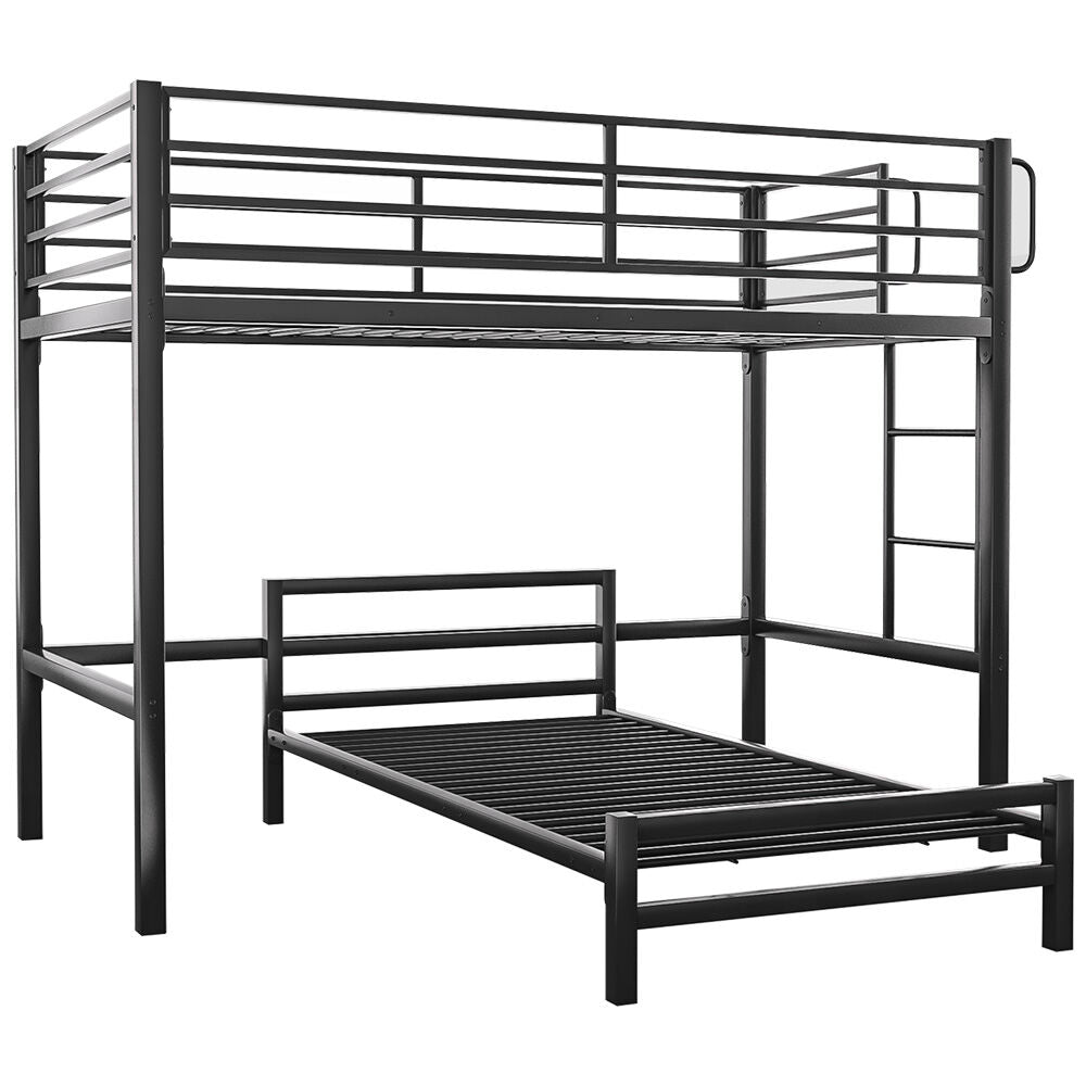KINGSTON SLUMBER Single Loft Bed And Single Underbed, Multifunctional, Space Saving with Fixed Ladder, Matte Dark Grey