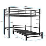 KINGSTON SLUMBER Single Loft Bed And Single Underbed, Multifunctional, Space Saving with Fixed Ladder, Matte Dark Grey - Rear View