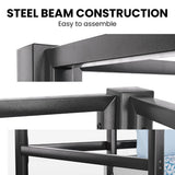 KINGSTON SLUMBER Single Loft Bed And Single Underbed, Multifunctional, Space Saving with Fixed Ladder, Matte Dark Grey - Side View
