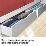 Kingston Slumber Trundle Under Bed Storage Drawers, 2 Pieces, White - 45-Degree Angle