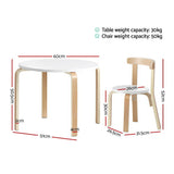 Keezi 3PCS Kids Table and Chairs Set Activity Toy Play Desk - Front View