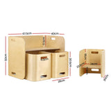 Keezi 3PCS Kids Table and Chairs Set Multifunctional Storage Desk - Front View