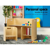 Keezi 3PCS Kids Table and Chairs Set Multifunctional Storage Desk - Top-Down View
