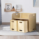 Keezi 3PCS Kids Table and Chairs Set Multifunctional Storage Desk - Low Angle