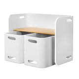 Keezi 3PCS Kids Table and Chairs Set Multifunctional Storage Desk White - Low Angle