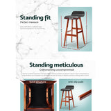 Artiss 2x Bar Stools Wooden Stool Black - Close-Up Angle