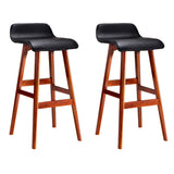 Artiss 2x Bar Stools Wooden Stool Black - Front View