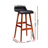 Artiss 4x Bar Stools Wooden Stool Black - Front View
