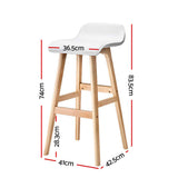 Artiss 2x Bar Stools Wooden Stool White - Front View