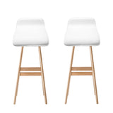 Artiss 2x Bar Stools Wooden Stool White - Side View