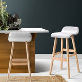 Artiss 2x Bar Stools Wooden Stool White - Close-Up Angle