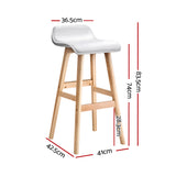 Artiss 4x Bar Stools Wooden Stool White - Front View