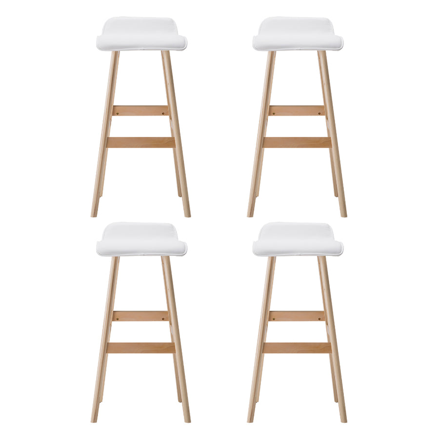 Artiss 4x Bar Stools Wooden Stool White, image 3