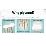 Artiss 4x Bar Stools Wooden Stool White - Top-Down View