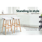 Artiss 4x Bar Stools Wooden Stool White, image 5